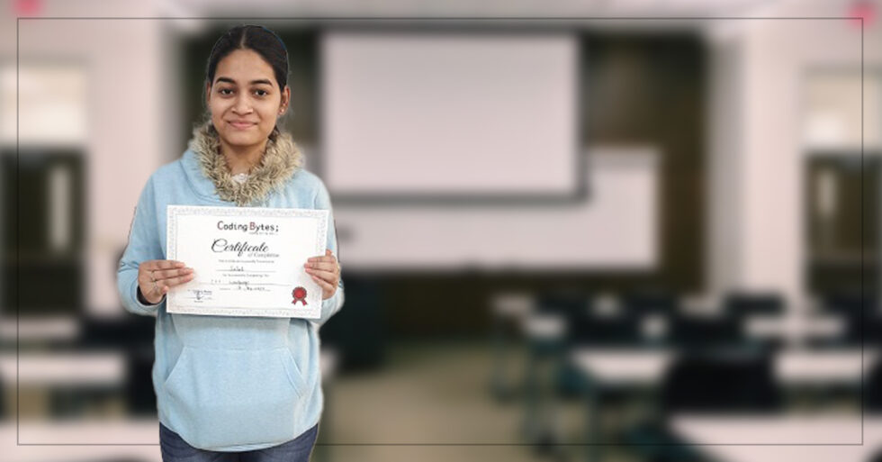 Muskan holding a Simply2Cloud certificate
